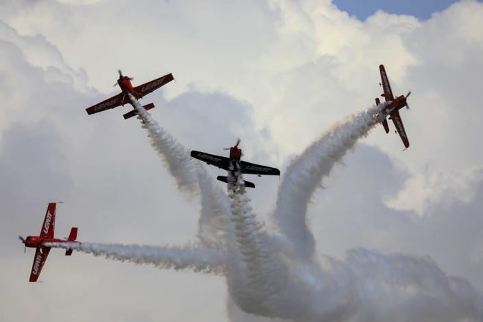 The Marksmen aerobatic team from South Africa performs at the Kenya Defence Forces (KDF) Museum Air Show Festival over the Uhuru Gardens Memorial Park in Nairobi, Kenya, 28 May 2022. The Air Show which was led by Kenya Air Force, boasted displays of both military and civilian aerobatic capabilities aimed at engaging and entertaining the public.