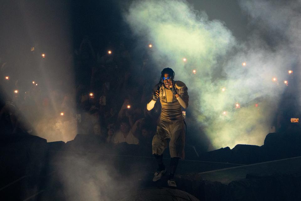 Travis Scott performs Tuesday, Oct. 21, 2023, at the Moody Center in Austin as part of his "Circus Maximus" tour.