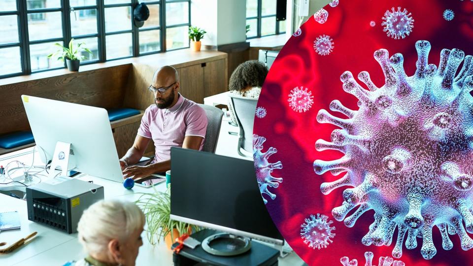 Image: Open plan office, coronavirus cell. Images: Getty