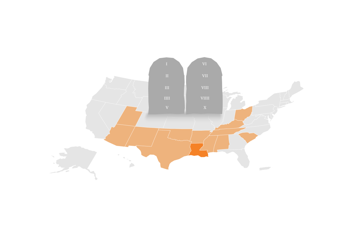 Over decades, more than a dozen states have considered Ten Commandment displays.