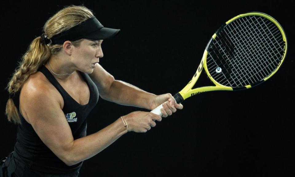 Danielle Collins during her 6-4, 6-1 Australian Open semi-final victory against Iga Swiatek