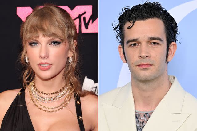 <p>Kevin Mazur/Getty; Stephane Cardinale/Corbis via Getty</p> From left: Taylor Swift and Matty Healy