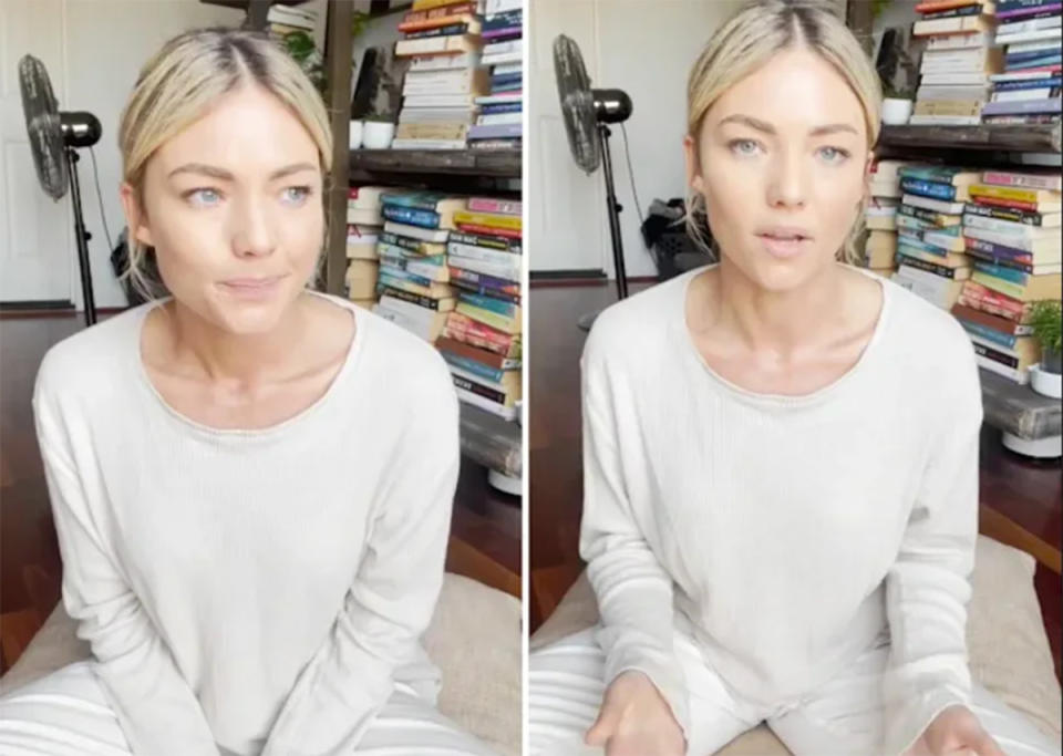 Sam Frost crying in Covid-19 Instagram video