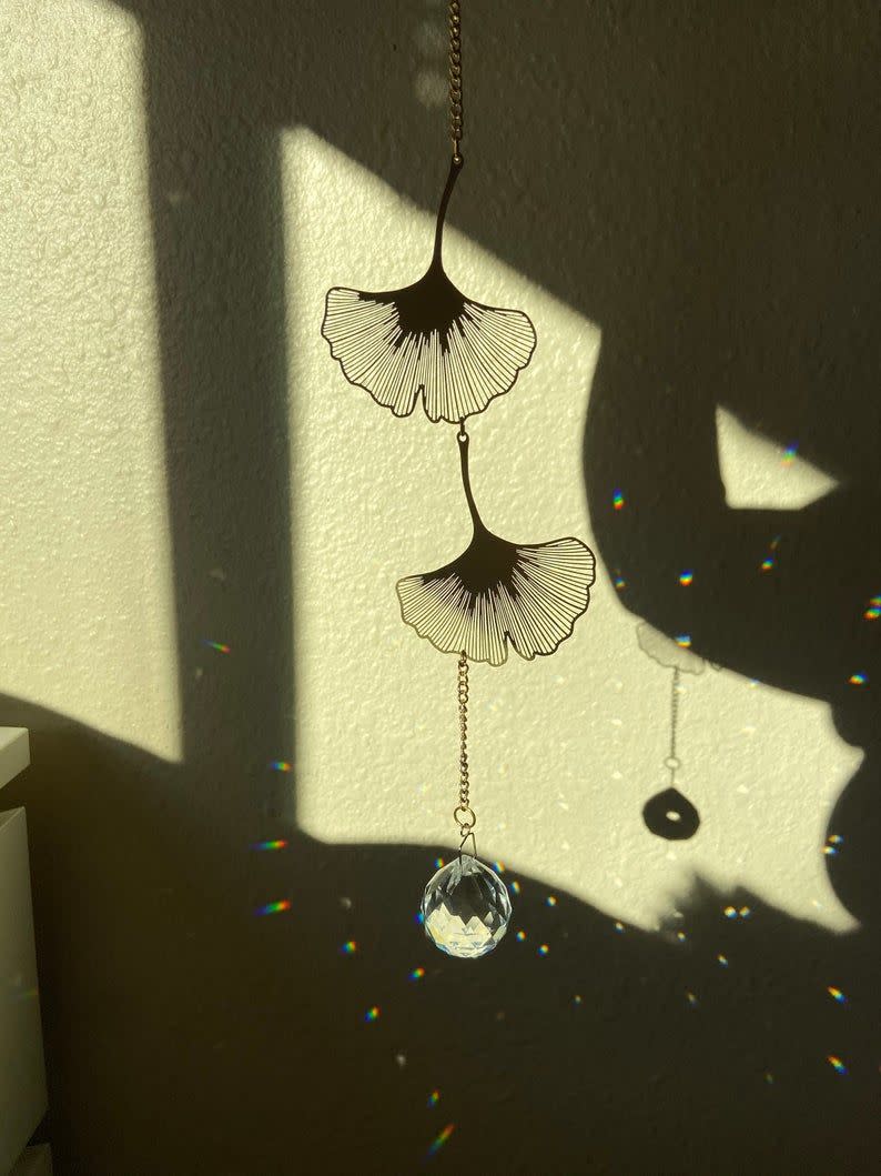 3) Suncatcher Ginko Leaf Window Crystal Prism, home decor gift, lightcatcher