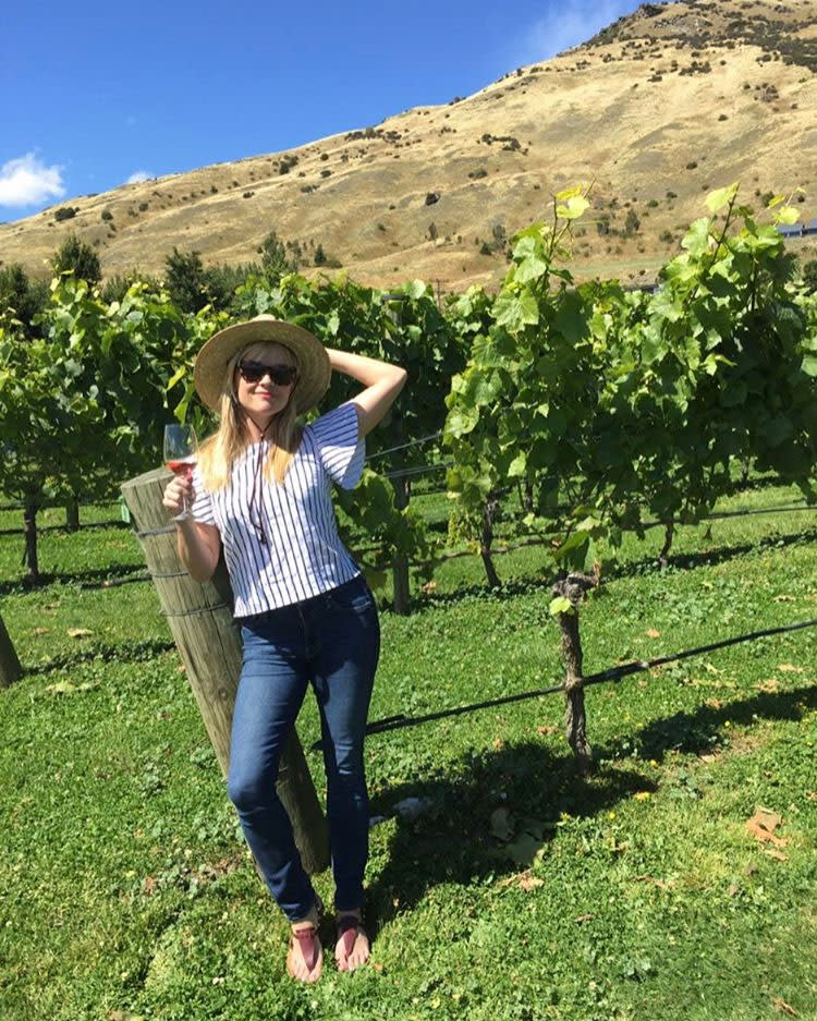 <p>Reese Witherspoon continues her New Zealand adventure with a visit to a vineyard on Sunday. The <em>Big Little Lies</em> actress is in the country filming <span><em>A Wrinkle in Time</em> with Oprah and Mindy Kaling</span>. </p>
