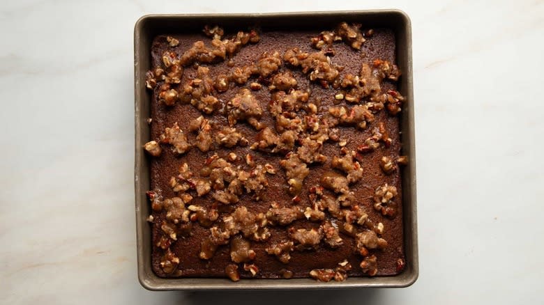 cake with pecan topping