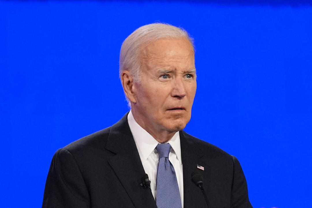 President Joe Biden listens to a question during a presidential debate with Republican presidential candidate former President Donald Trump in Atlanta, Thursday, June 27, 2024. (AP Photo/Gerald Herbert)