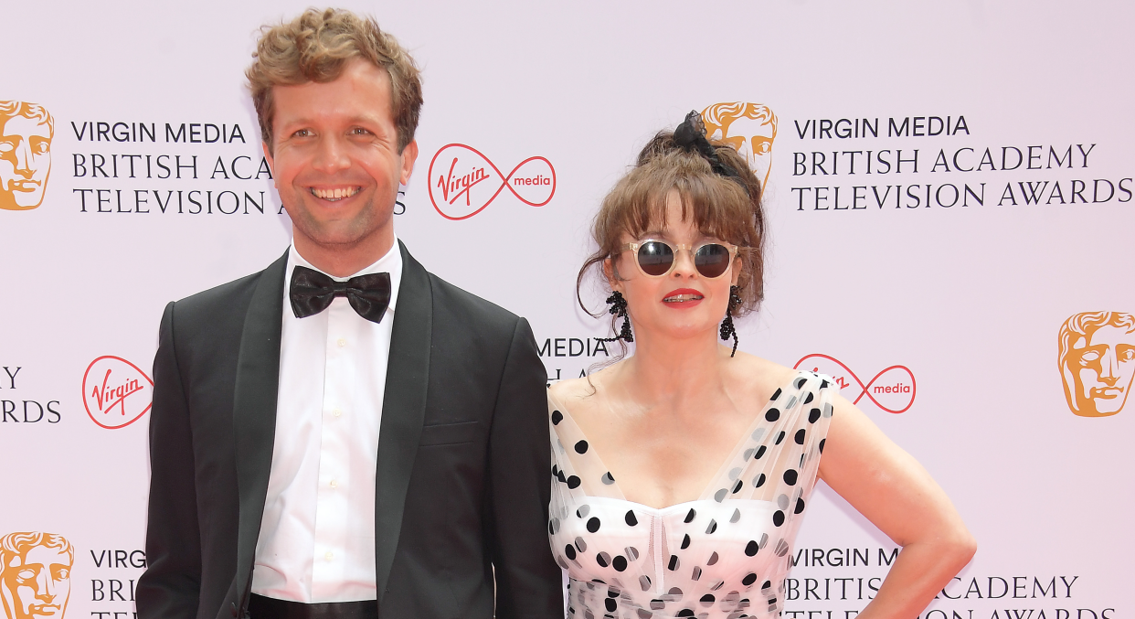Rye Dag Holmboe and Helena Bonham Carter arrive at the Virgin Media British Academy Television Awards 2021 at Television Centre on June 6, 2021 in London, England. 