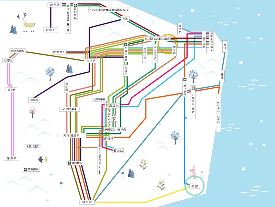 ▲道東巴士路線圖
（圖／JAPAPASS網站）