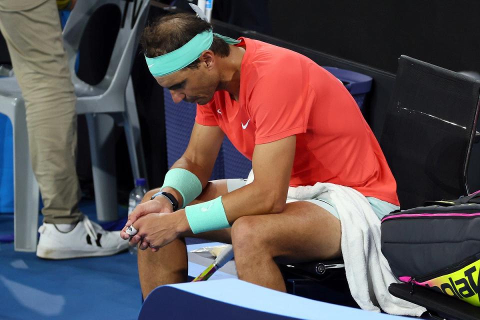 Nadal suffered the injury in his Brisbane quarter-final against Jordan Thompson  (AP)