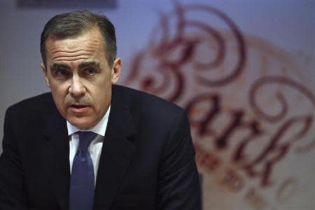 Bank of England governor Mark Carney speaks during the bank's quarterly inflation report news conference at the Bank of England in London February 12, 2014. REUTERS/Dan Kitwood/pool