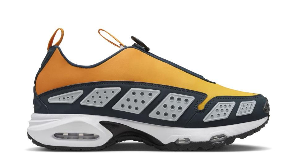 Nike Air SNDR Max ‘Canyon Gold/Deep Ocean-Light Smoke Grey-Speed Yellow-White’ (Medial). Credit: Nike