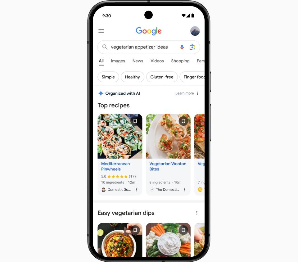 Google will begin organizing some search results using its AI technologies. (Image: Google)