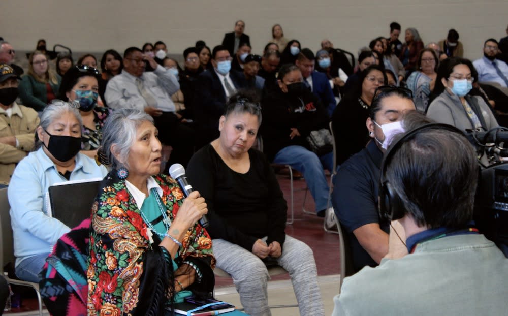 Pershlie Ami (Hopi) makes testimony about attending the Phoenix Indian School (Photo/Native News Online)