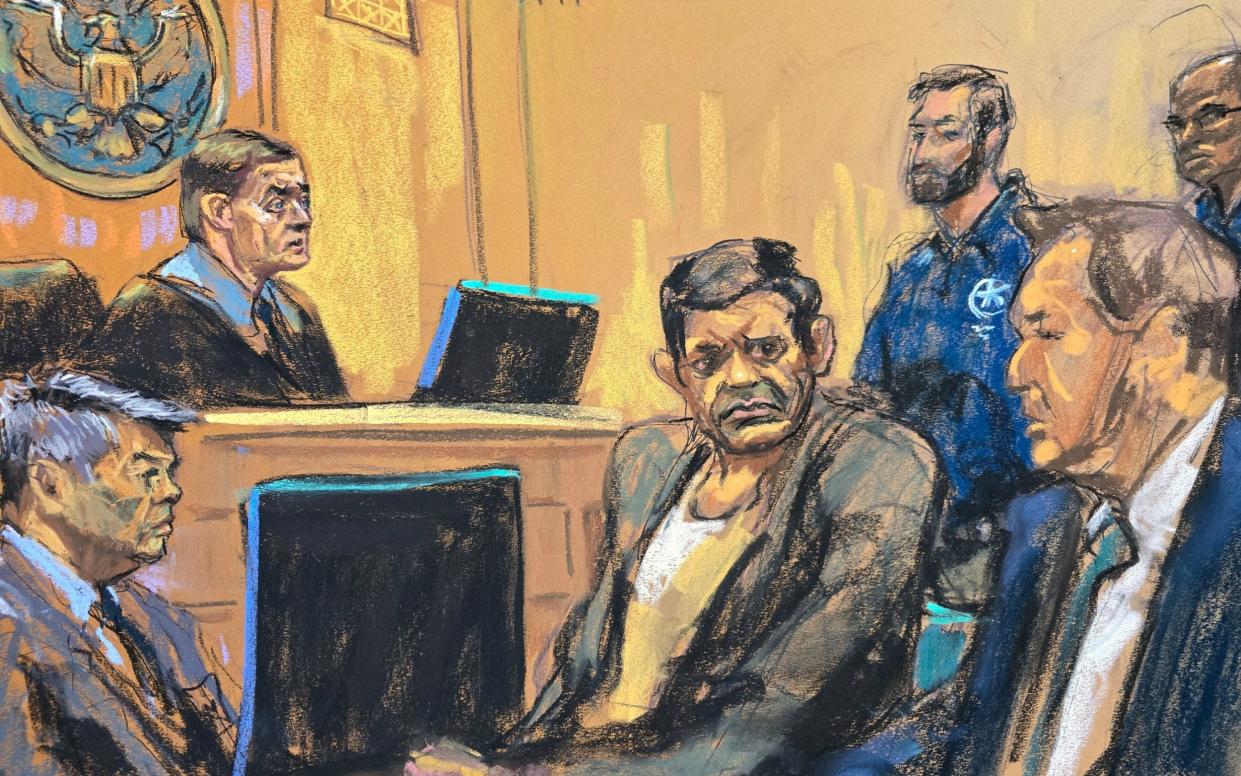 Nikhil Gupta, seen in a courtroom sketch, is accused of plotting to kill Gurpatwant Singh Pannun