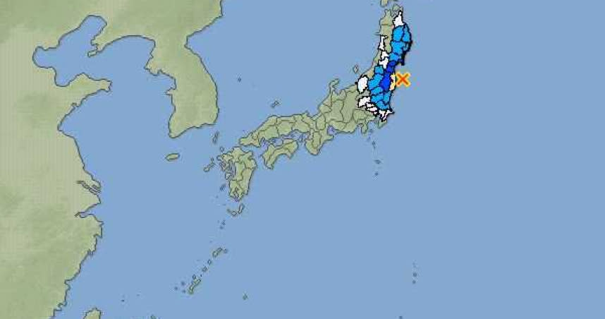 日本福島地區稍早再傳規模5.2地震。（圖／翻攝自日本氣象廳）