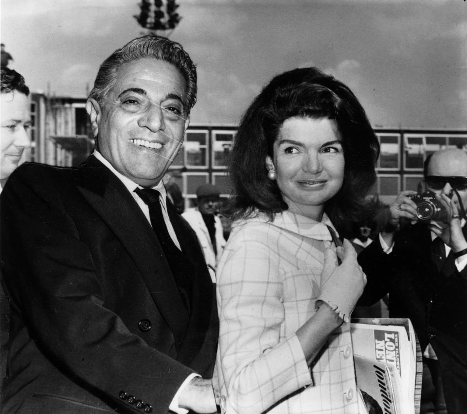 File photo of shipping magnate Aristotle Onassis and his wife Jackie Onassis Kennedy.