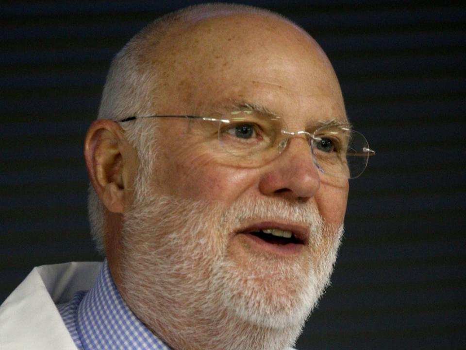 Dr Donald Cline, a reproductive endocrinologist and fertility specialist, speaks at a new conference in Indianapolis in 2007 (AP)