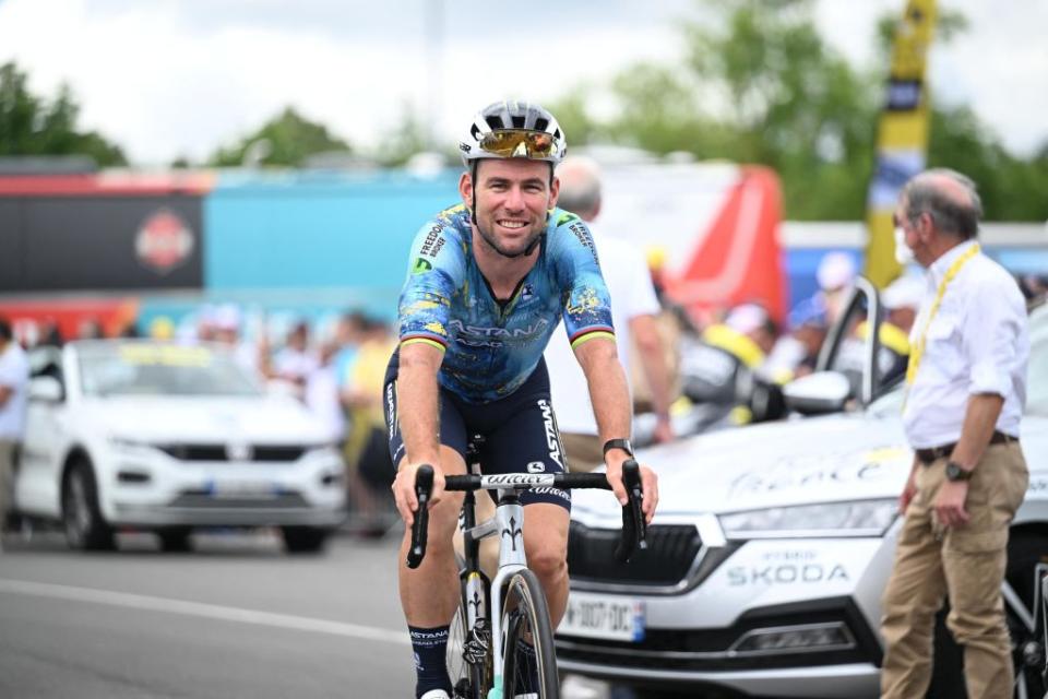 British Mark Cavendish of Astana Qazaqstan Team pictured at the start of the second stage of the Tour de France cycling race a 2089 km race from VitoriaGasteiz to San Sebastian Spain Sunday 02 July 2023 This years Tour de France takes place from 01 to 23 July 2023 BELGA PHOTO JASPER JACOBS Photo by JASPER JACOBS  BELGA MAG  Belga via AFP Photo by JASPER JACOBSBELGA MAGAFP via Getty Images