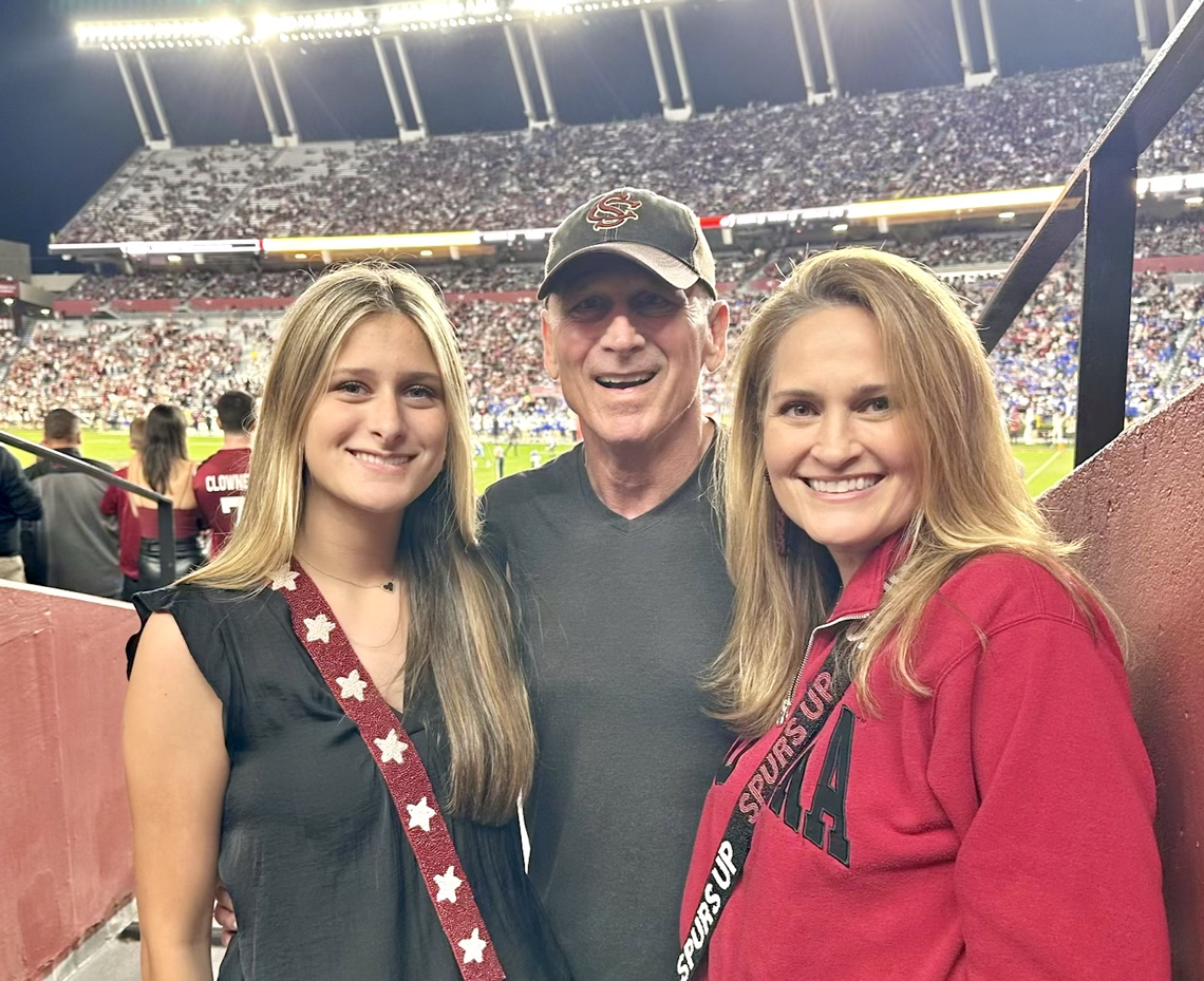 Mike Hold (Center) with his wife, Nicole (Right) and his daughter, Hudsen (Left) at Williams-Brice Stadium last Saturday for the Gamecocks win over Kentucky.