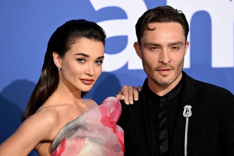 Amy Jackson and Ed Westwick first met at Silverstone in 2021 (AFP via Getty Images)