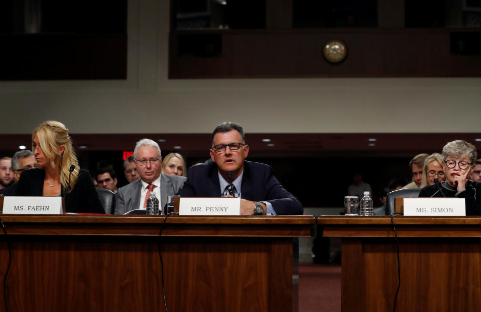 Steve Penny, former president of USA Gymnastics, invoked his 5th amendment right to not answer questions during testimony before the Senate Commerce, Science and Transportation Subcommittee. (Reuters)