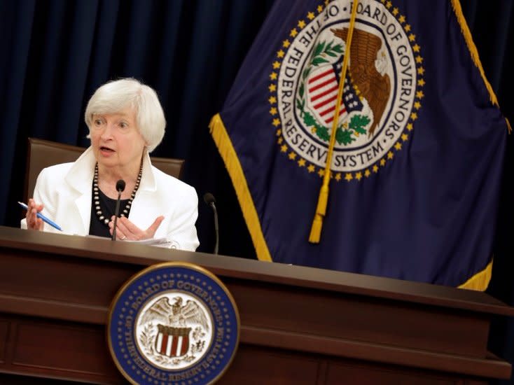 Federal Reserve Chairman Janet Yellen speaks during a news conference after a two-day Federal Open Markets Committee (FOMC) policy meeting in Washington, U.S., September 20, 2017. REUTERS/Joshua Roberts