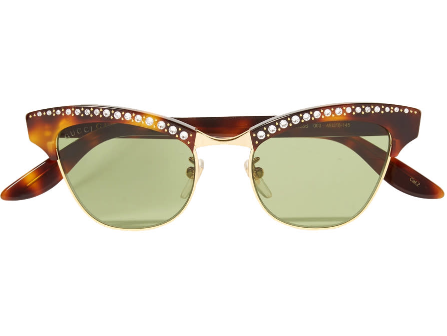 Crystal embellished gold-tone sunglasses