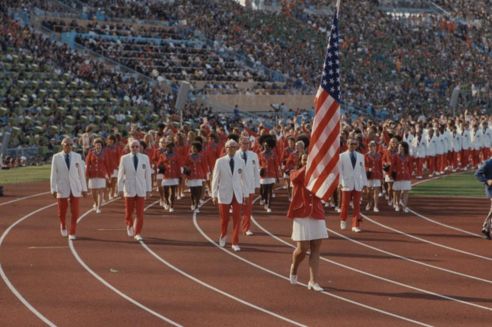 Team USA marches in the opening ceremony Parade of Nations at the 1972 Summer Olympics in Munich, West Germany.