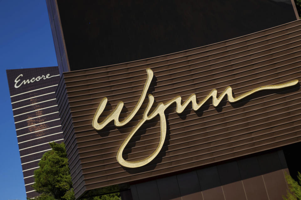 The Wynn Las Vegas and Encore resorts stand over the Las Vegas strip on Wednesday, July 26, 2023, in Las Vegas. Casino mogul Steve Wynn's long legal fight with Nevada gambling regulators over claims of workplace sexual misconduct is expected to end Thursday with a settlement calling for him to pay a $10 million fine and cut virtually all ties to the industry he helped shape in Las Vegas. (AP Photo/Ty ONeil)