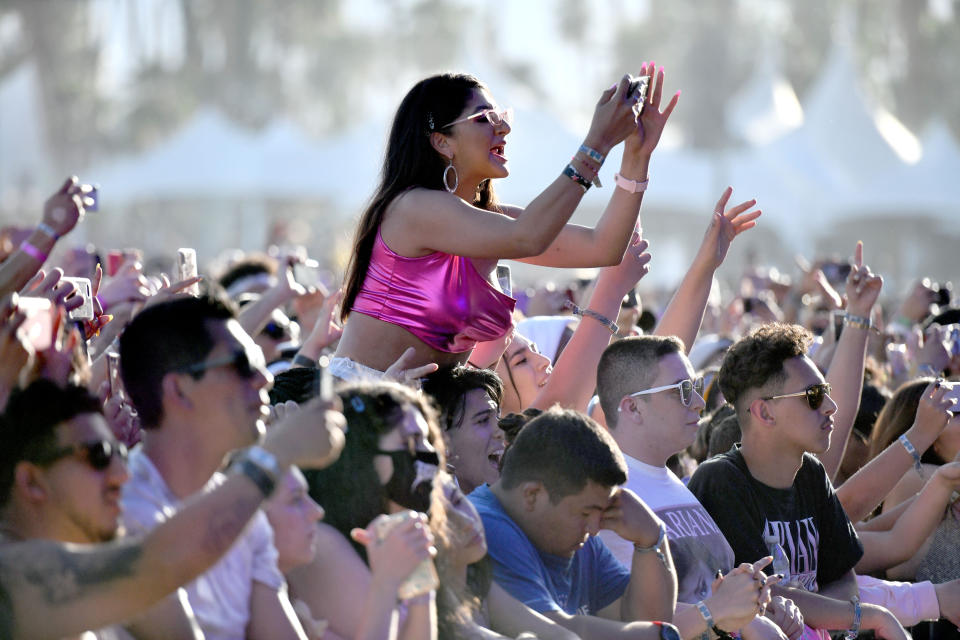 INDIO, CALIFORNIA - APRIL 14: Fans attend Weekend 1, Day 3 of the Coachella Valley Music and Arts Festival on April 14, 2019 in Indio, California. (Photo by Scott Dudelson/Getty Images for Coachella)