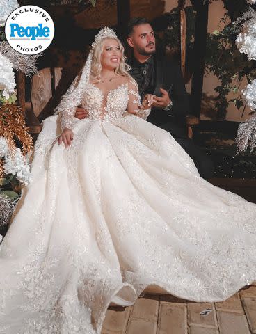 <p>Anas Abu Jaber</p> Tigerlily Taylor and Adnan Abdelfattah pose at their September 2023 wedding