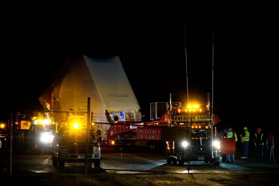 The Orion spacecraft left Mansfield a little after 7:30 a.m. and arrived in Sandusky a little after 11 a.m.