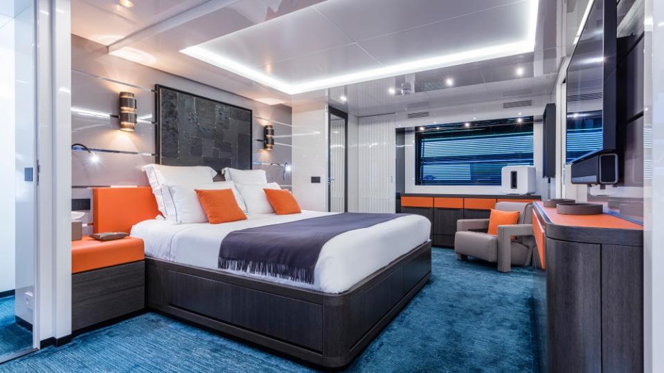 the 105-foot Arcadai Sea Coral 2 has 15 Italian design brands spread across its different areas