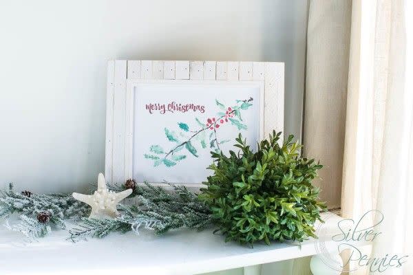 Printable 'Merry Christmas' Holly Watercolor