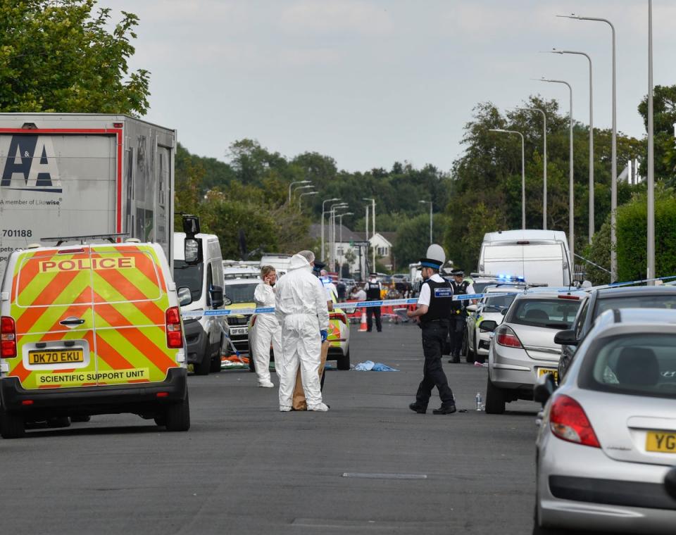 Emergency services on Hart Street in Southport on Monday (Getty)