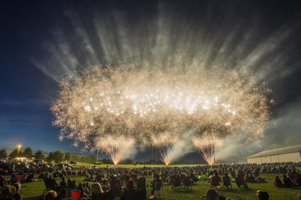 Spectators watch the fireworks show at the Monroe County Fairgrounds in 2016. On June 30, the fairgrounds will host another show to kick off the 2023 fair.