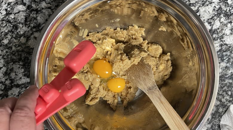 butter and sugar with eggs