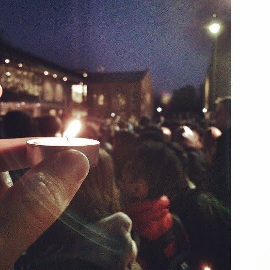 A photo from the candlelight vigil held at University of North Carolina Chapel Hill on Wednesday, Feb. 11, 2015. 