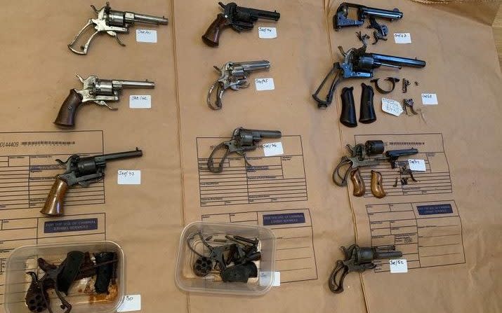 Firearms believed to have been used to supply weapons and ammunition to London gangs were found in a kitchen - Metropolitan Police/PA Wire