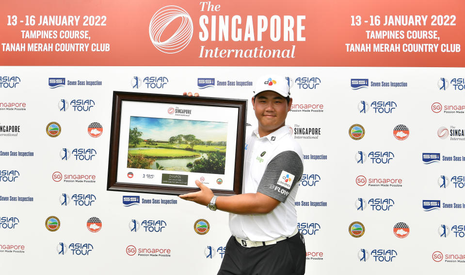 South Korea's Kim Joo-hyung after winning The Singapore International golf event at Tanah Merah Country Club. (PHOTO: Paul Lakatos/Asian Tour)