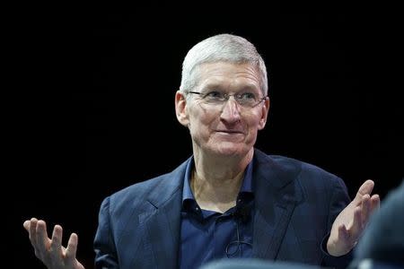 Apple CEO Tim Cook speaks at the WSJD Live conference in Laguna Beach, California October 27, 2014. REUTERS/Lucy Nicholson