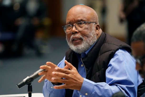 PHOTO: Rep. Bennie Thompson, D-Miss., speaks to an audience of Jackson, Miss., residents regarding the failing water system in Mississippi's majority-Black capital city, Oct. 24, 2022. (Rogelio V. Solis/AP, FILE)