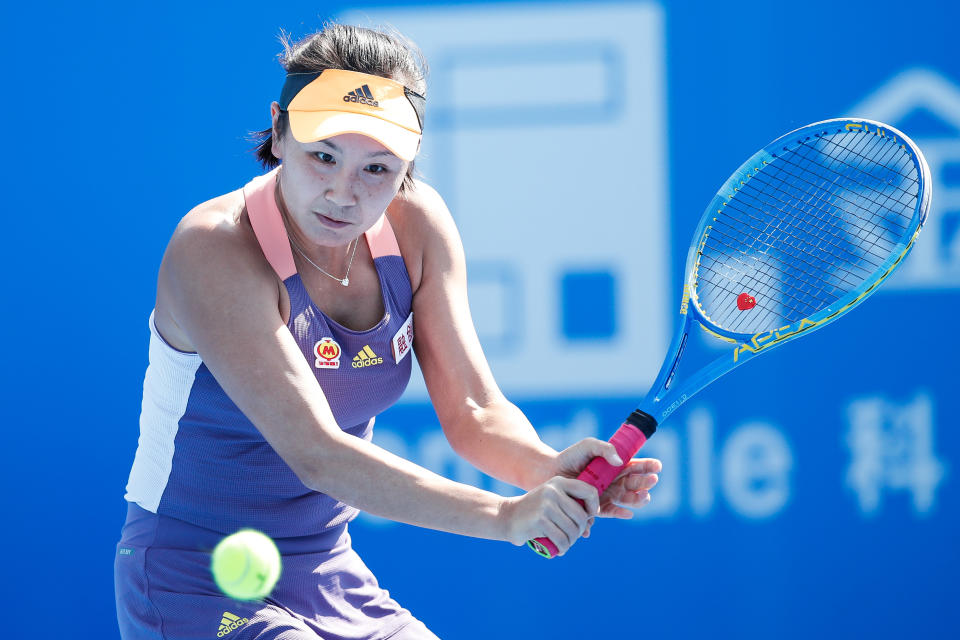 Peng Shuai, pictured here in action at the Shenzhen Open in 2020.