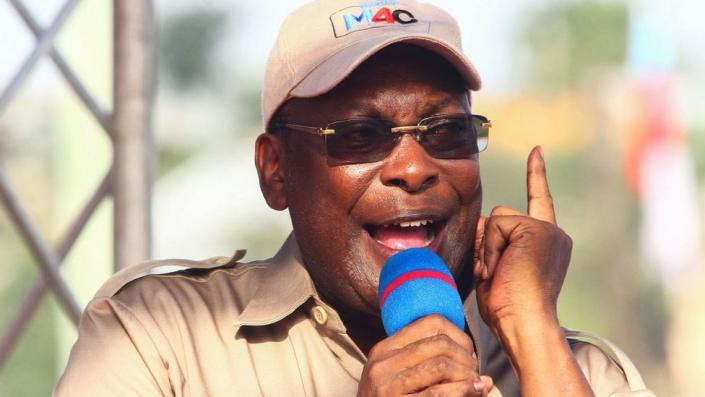 Freeman Mbowe, chairman of Tanzania's main opposition party Chadema, gestures during a speech at the party's first political rally in years in Mwanza - 21 January 2023