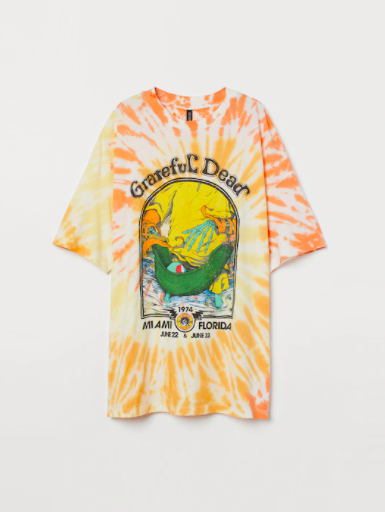 H&M Women Blue & Red Grateful Dead Printed T-shirt