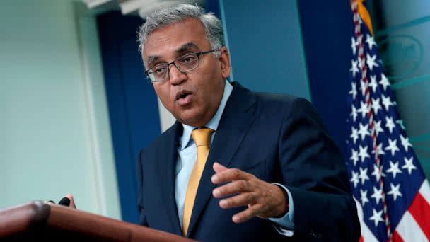 PHOTO: Ashish Jha, White House Covid-19 response coordinator, speaks during a news conference at the White House in Washington, D.C., June 2, 2022.  (Yuri Gripas/Abaca/Bloomberg via Getty Images, FILE)