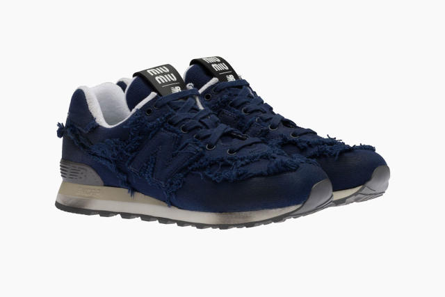 Miu Miu New Balance NB 574 Collaboration Denim Sneakers Preorder Release Where to buy Price
