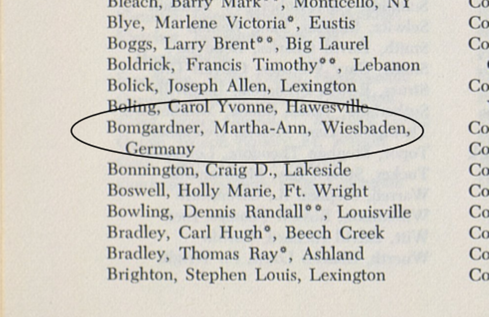 Martha-Ann Alito, formerly Martha-Ann Bomgardner was among several graduates honored at UK’s 108th annual commencement ceremony in 1975.