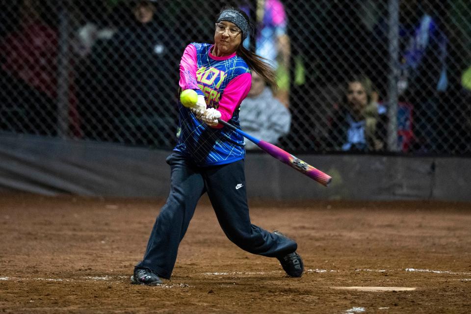 Teams compete at the annual Whole Enchilada Softball Invitational during the annual Whole Enchilada Softball Invitational on Saturday, Oct. 8, 2022, in Las Cruces. Games are usually played for at least 48 hours consecutively at the ball fields along Hadley Avenue, but rain delays disrupted this year's schedule.